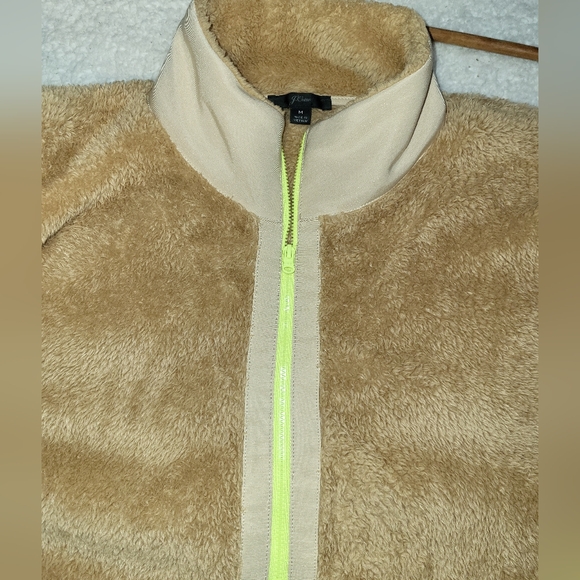 J CREW Teddy Bear Half Zip Pullover Sweater Top Shirt Size Medium Tan Yellow - Picture 4 of 6